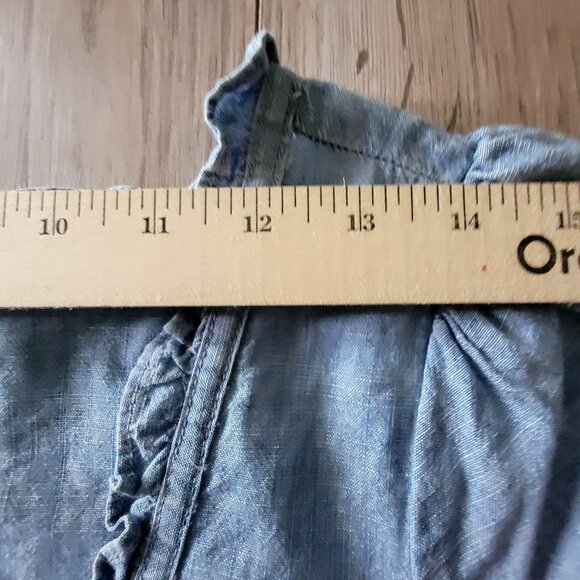 Madewell Womens Blue Short Sleeve Button-Down Peplum Top S Cotton Blend Denim Ru - Picture 13 of 15